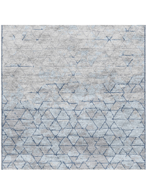 Ibrat Cerulean Square Hand Knotted Bamboo Silk Custom Rug by Rug Artisan