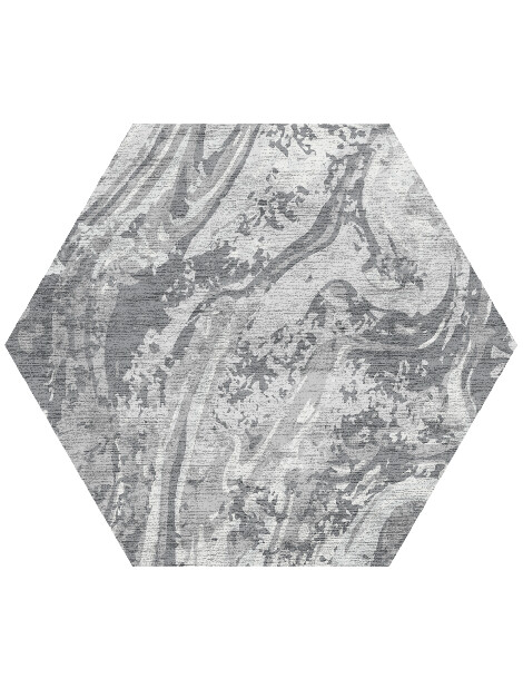 Iceberg Surface Art Hexagon Hand Knotted Bamboo Silk Custom Rug by Rug Artisan