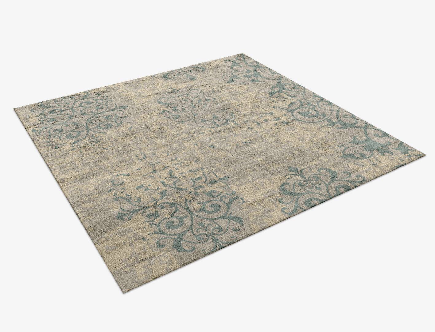 Iden Blue Royal Square Hand Knotted Bamboo Silk Custom Rug by Rug Artisan
