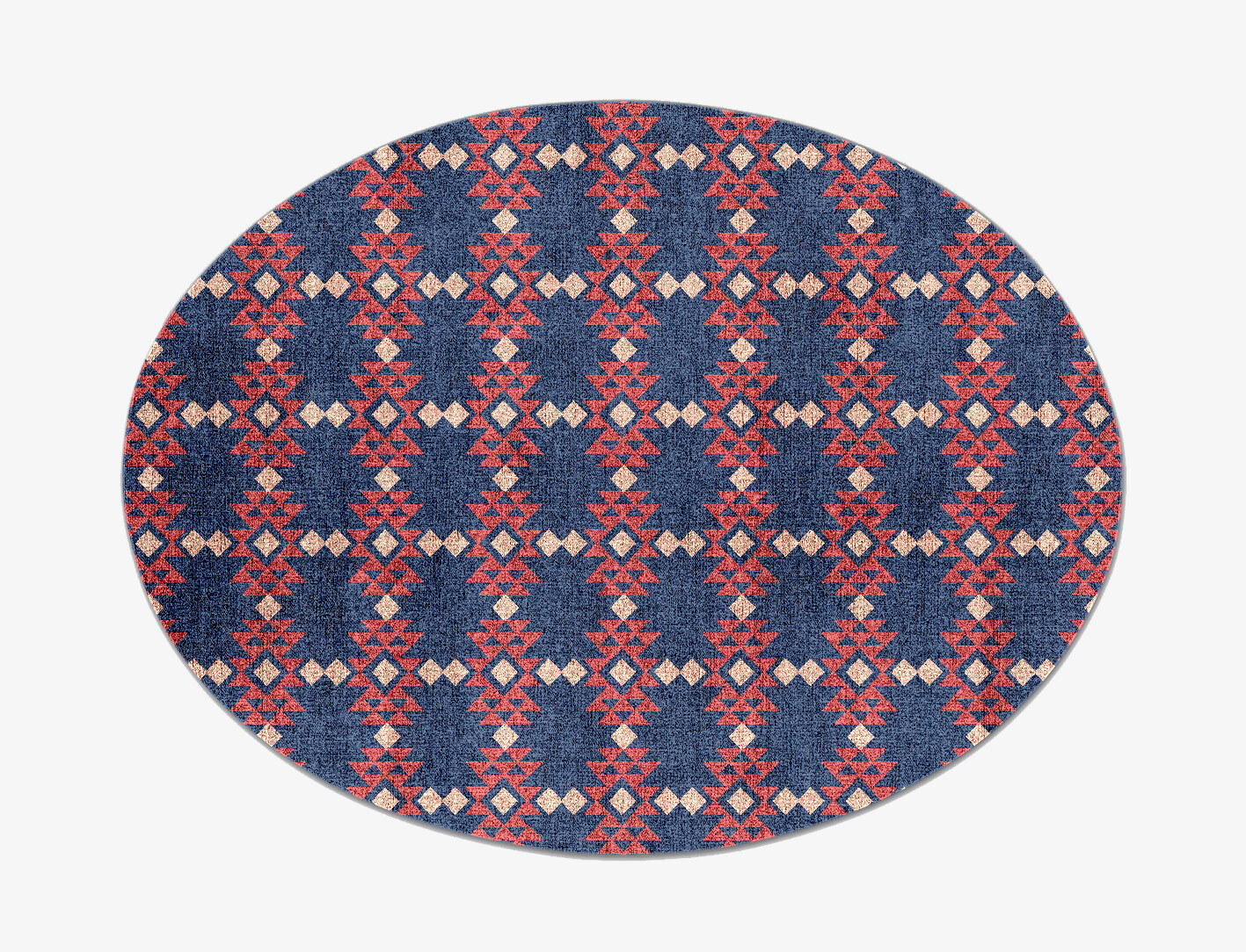 Ikat Geometric Oval Flatweave Bamboo Silk Custom Rug by Rug Artisan