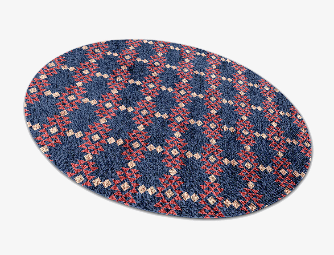 Ikat Geometric Oval Flatweave Bamboo Silk Custom Rug by Rug Artisan
