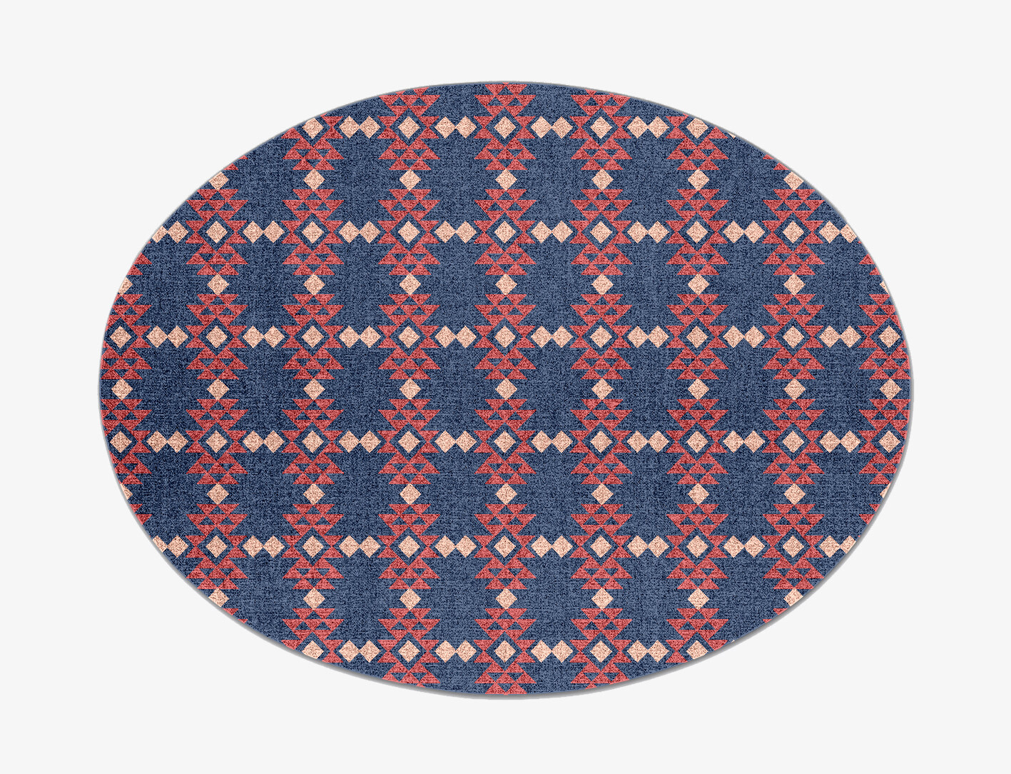 Ikat Geometric Oval Flatweave New Zealand Wool Custom Rug by Rug Artisan