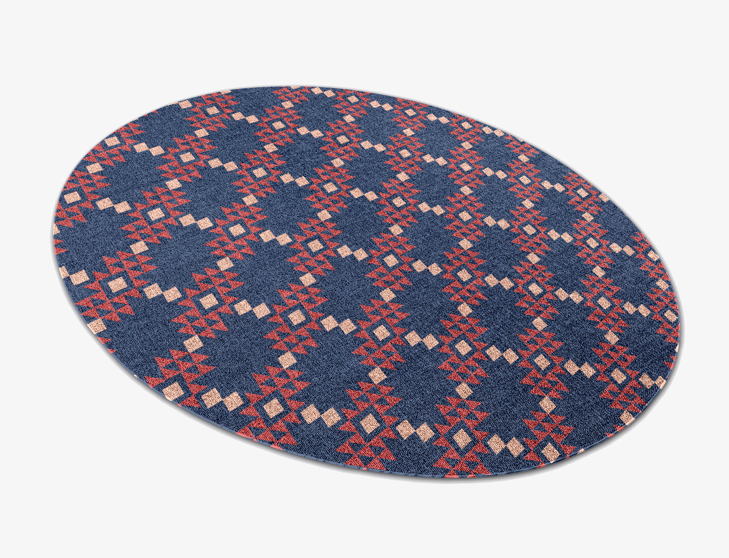 Ikat Geometric Oval Flatweave New Zealand Wool Custom Rug by Rug Artisan