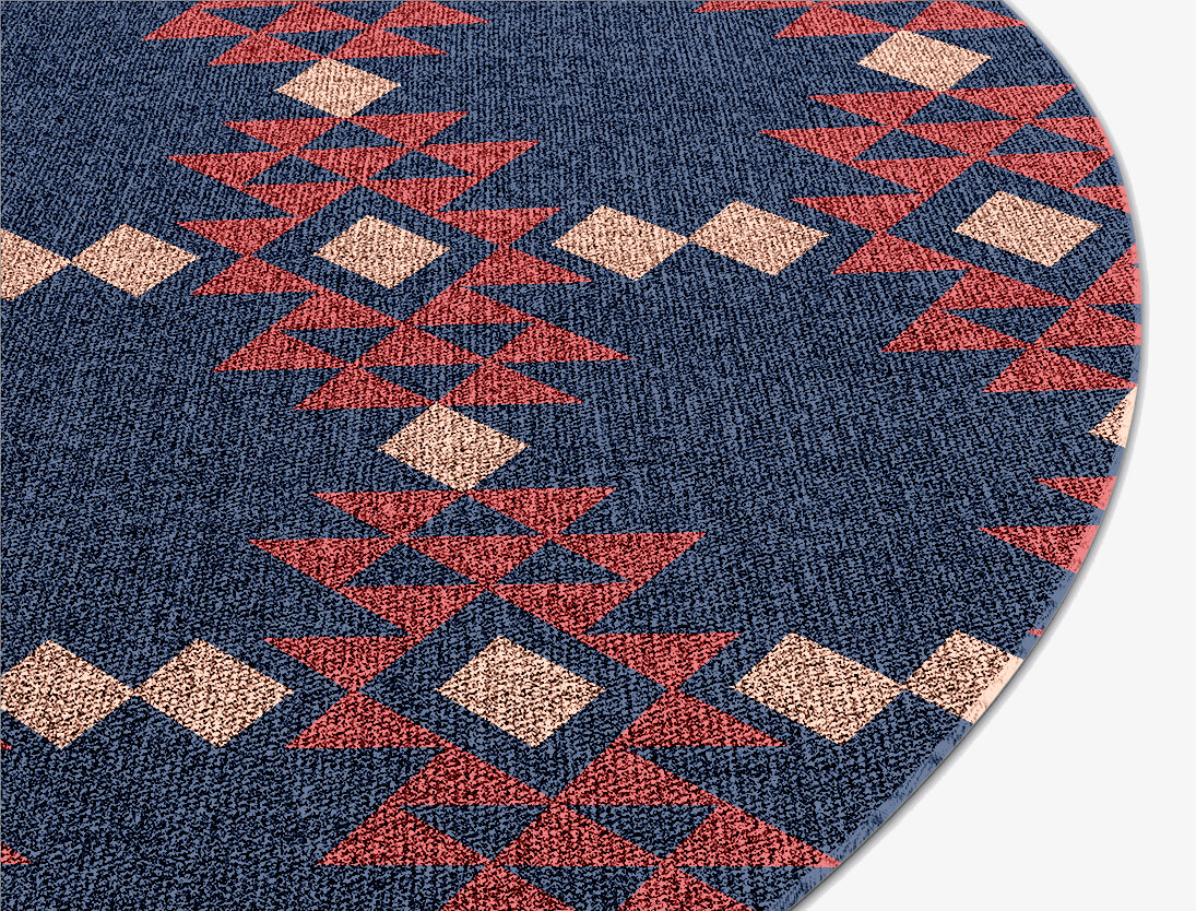 Ikat Geometric Oval Flatweave New Zealand Wool Custom Rug by Rug Artisan