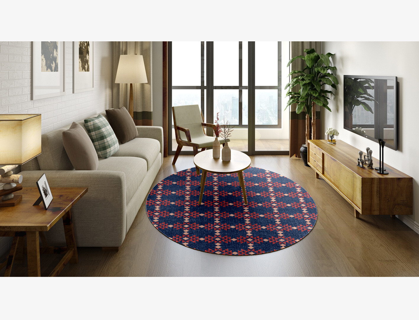 Ikat Geometric Oval Flatweave New Zealand Wool Custom Rug by Rug Artisan