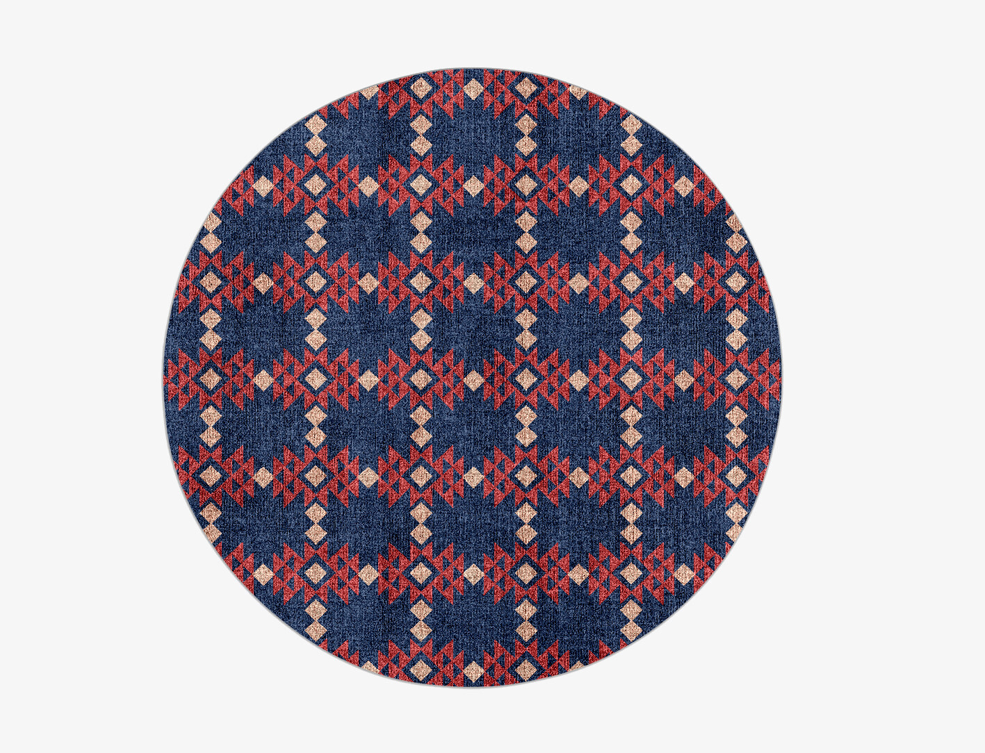 Ikat Geometric Round Flatweave Bamboo Silk Custom Rug by Rug Artisan