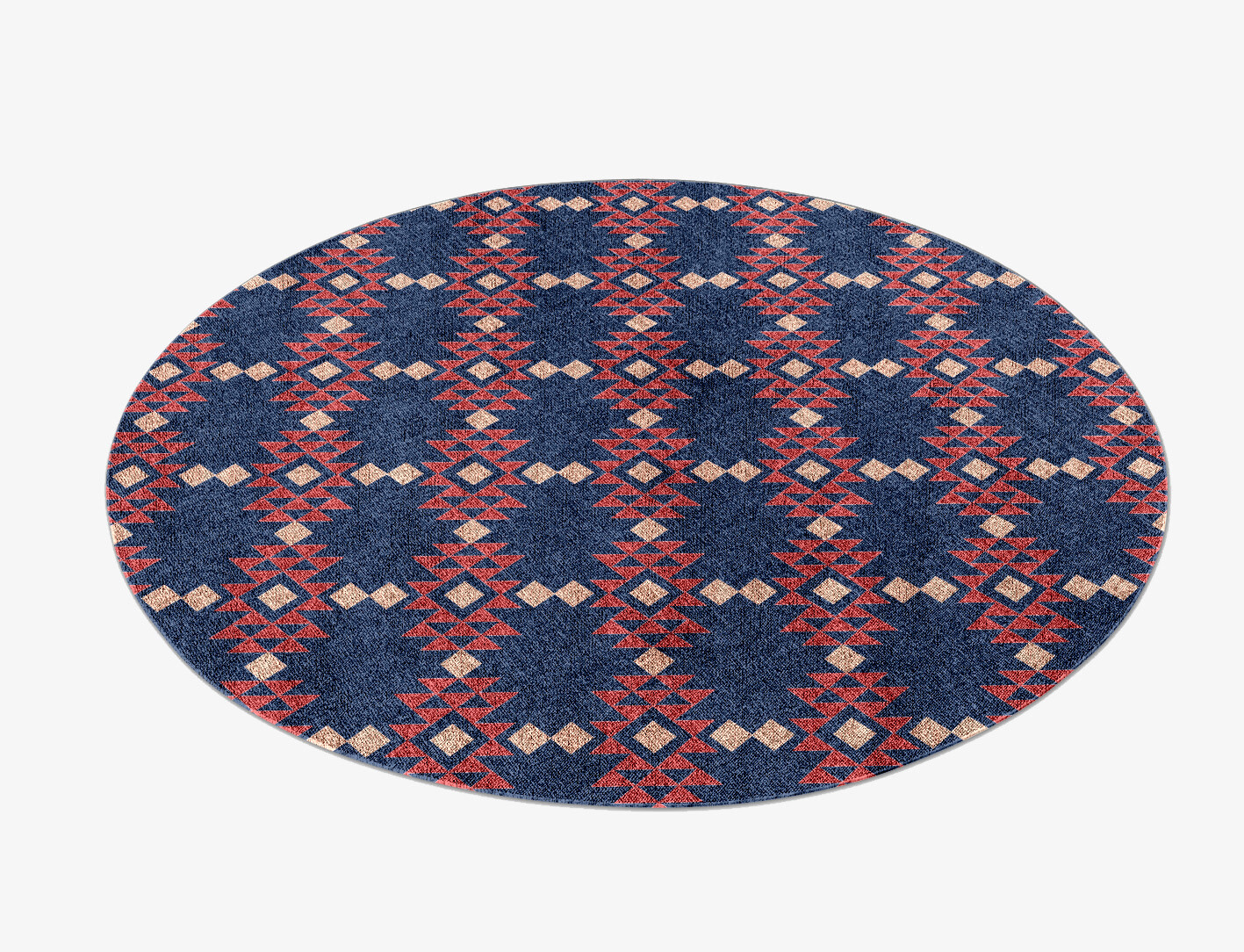 Ikat Geometric Round Flatweave Bamboo Silk Custom Rug by Rug Artisan
