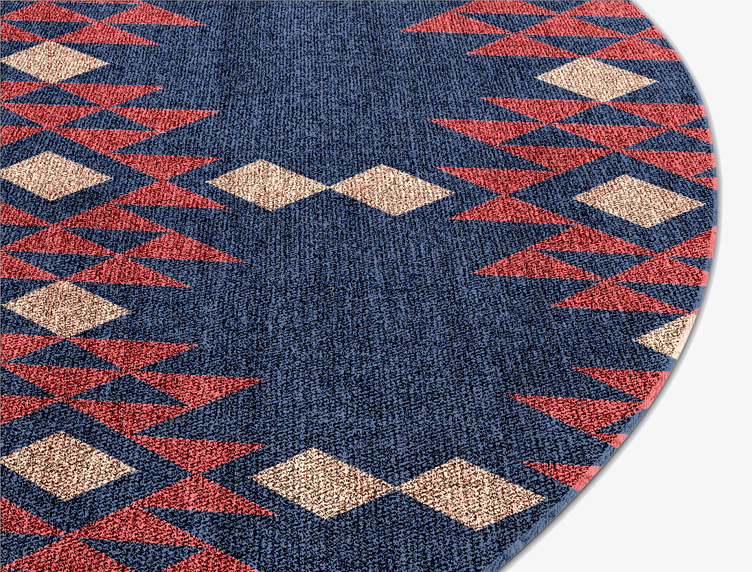 Ikat Geometric Round Flatweave Bamboo Silk Custom Rug by Rug Artisan