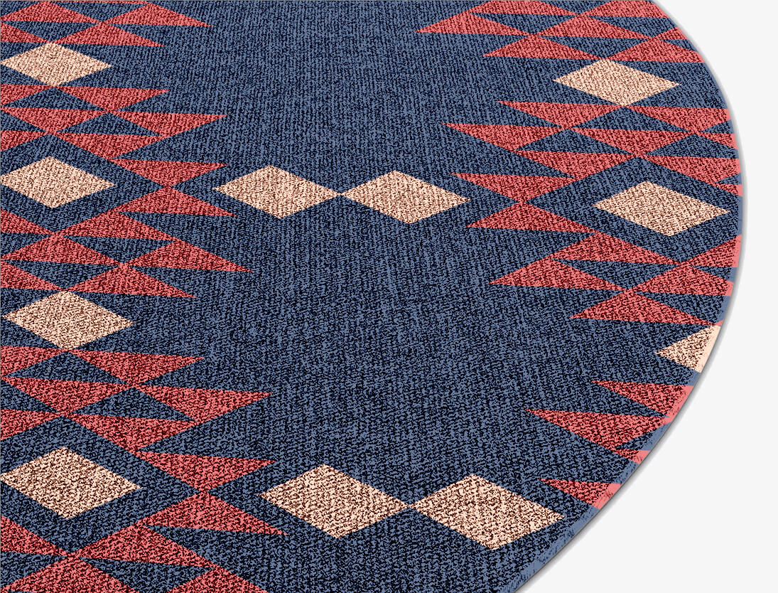 Ikat Geometric Round Flatweave New Zealand Wool Custom Rug by Rug Artisan