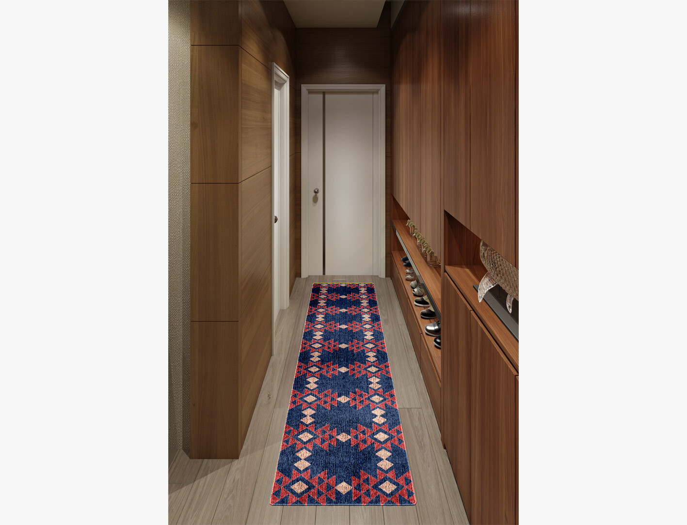 Ikat Geometric Runner Flatweave Bamboo Silk Custom Rug by Rug Artisan