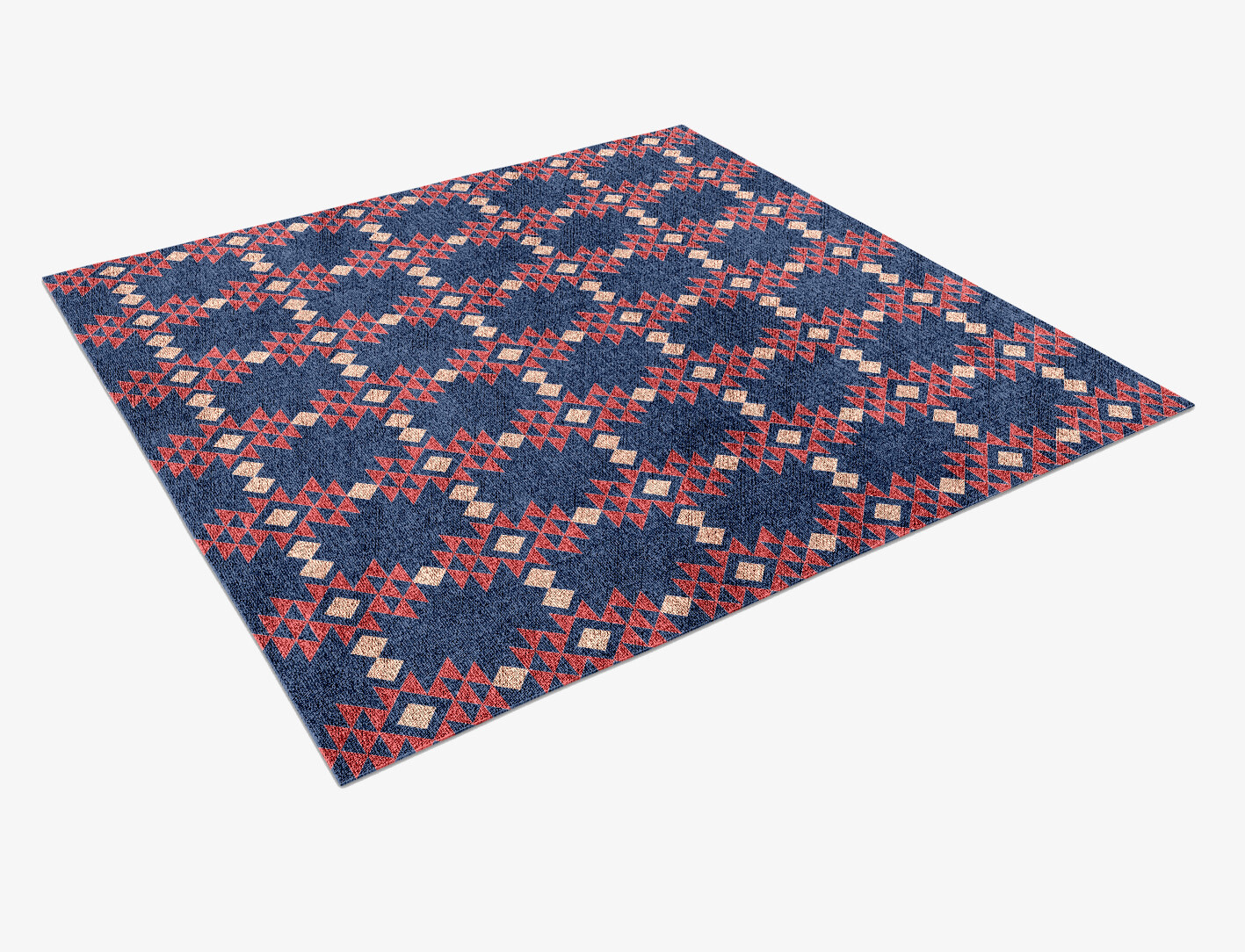 Ikat Geometric Square Flatweave Bamboo Silk Custom Rug by Rug Artisan
