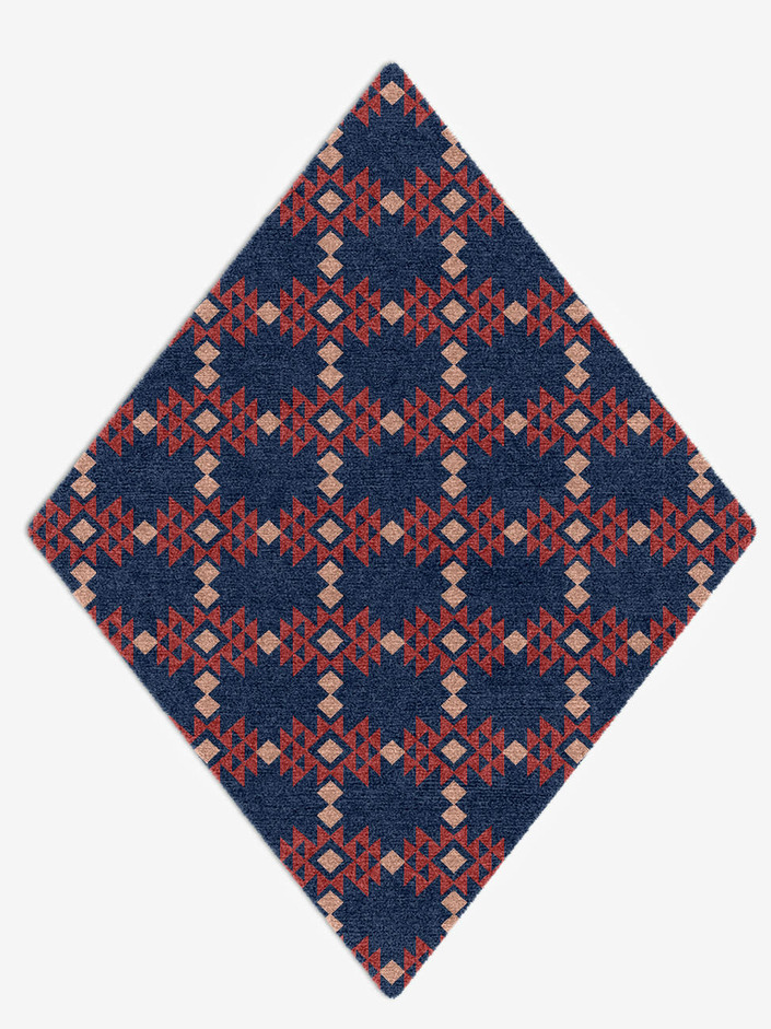 Ikat Geometric Diamond Hand Knotted Tibetan Wool Custom Rug by Rug Artisan