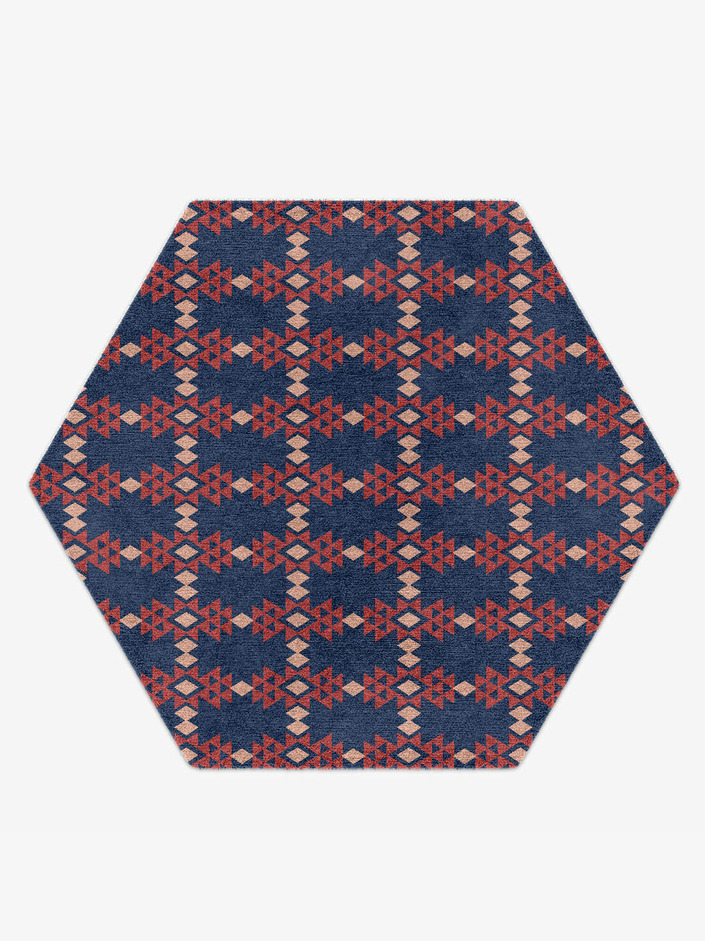Ikat Geometric Hexagon Hand Knotted Tibetan Wool Custom Rug by Rug Artisan