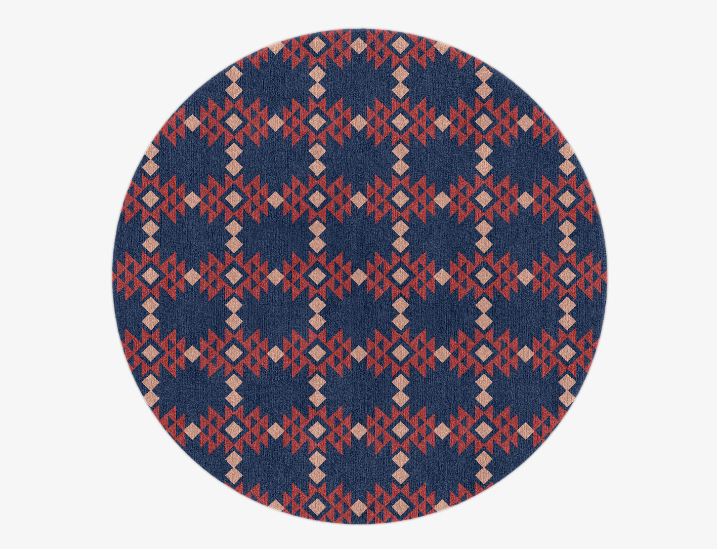 Ikat Geometric Round Hand Knotted Tibetan Wool Custom Rug by Rug Artisan