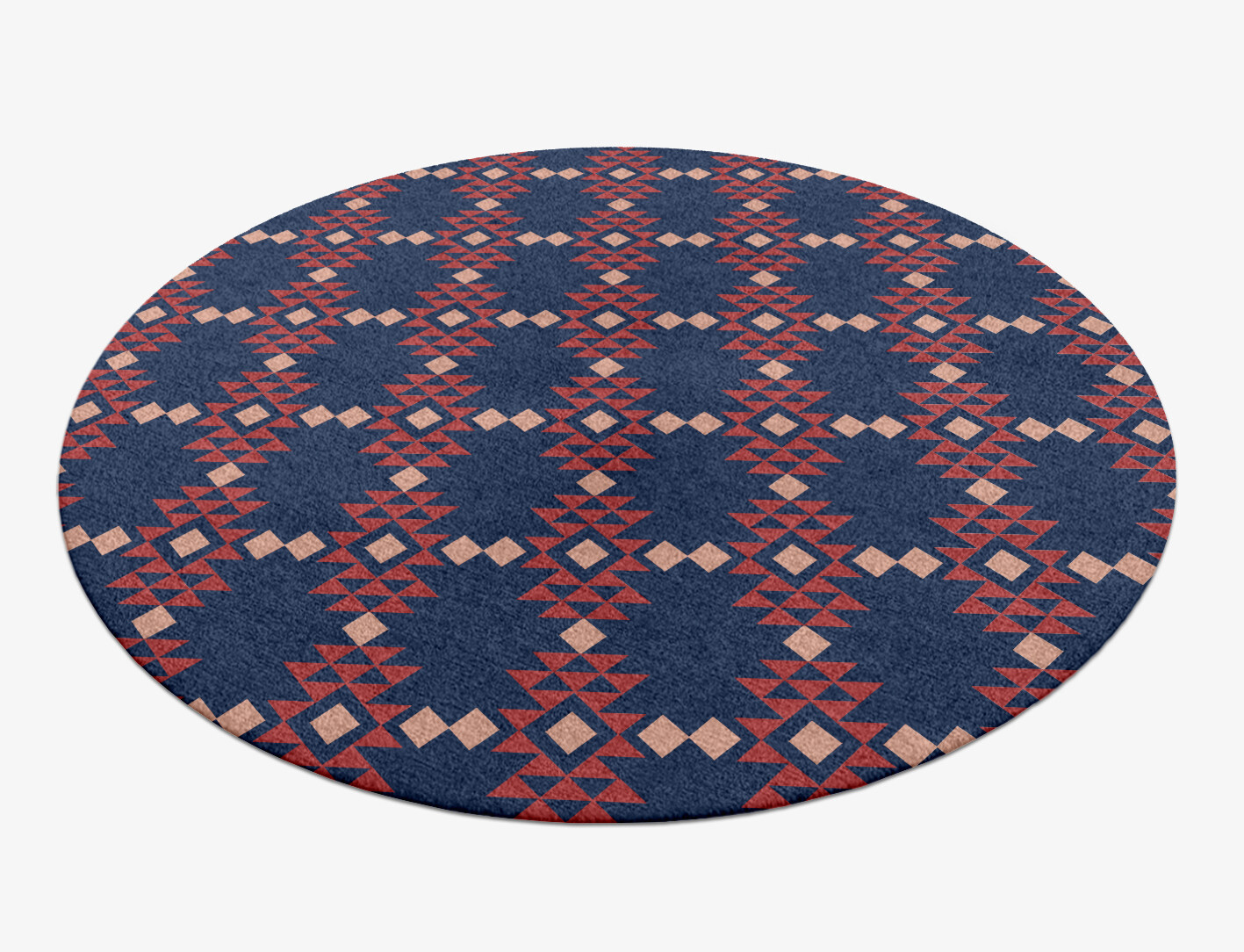 Ikat Geometric Round Hand Knotted Tibetan Wool Custom Rug by Rug Artisan