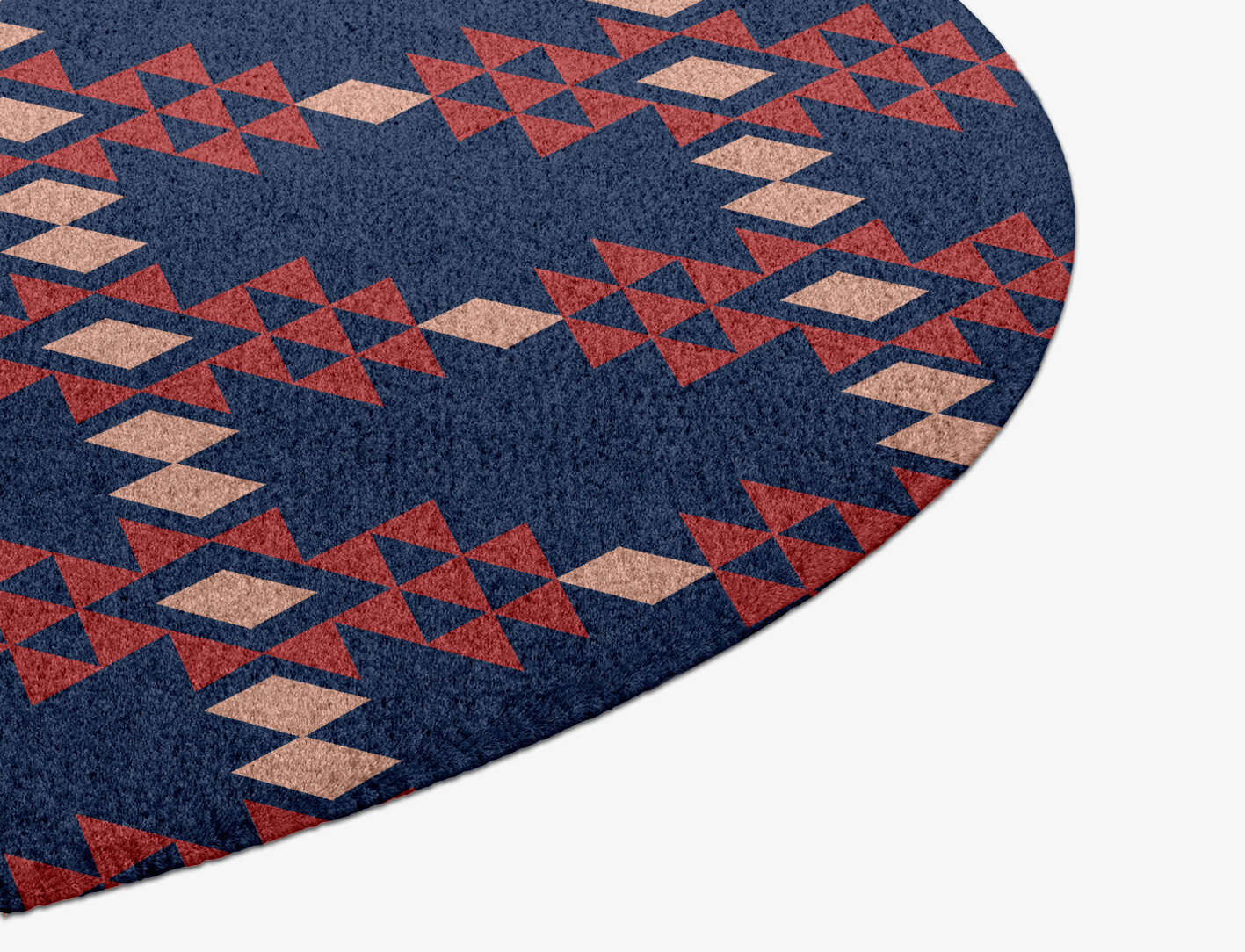 Ikat Geometric Round Hand Knotted Tibetan Wool Custom Rug by Rug Artisan