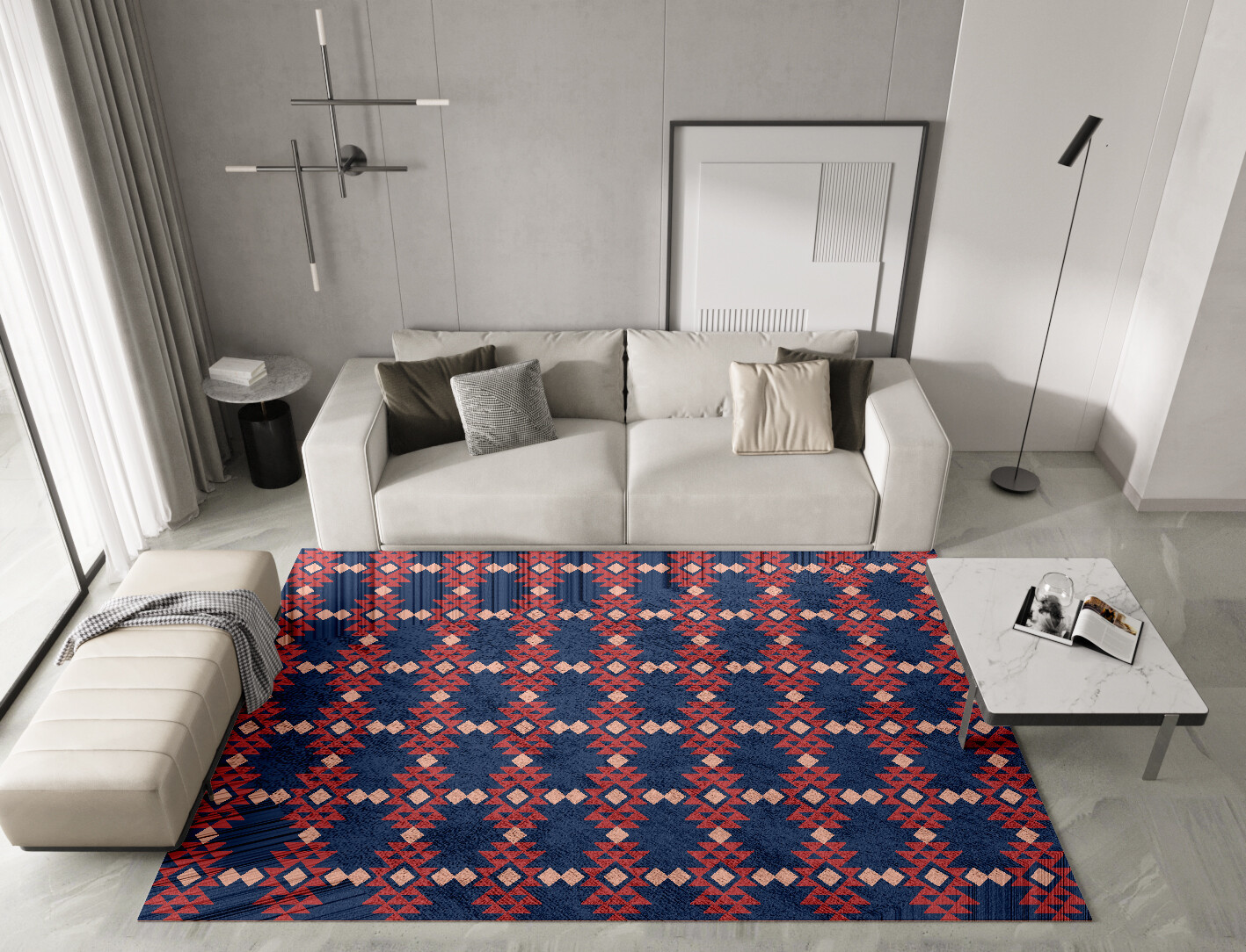 Ikat Geometric Rectangle Hand Tufted Bamboo Silk Custom Rug by Rug Artisan