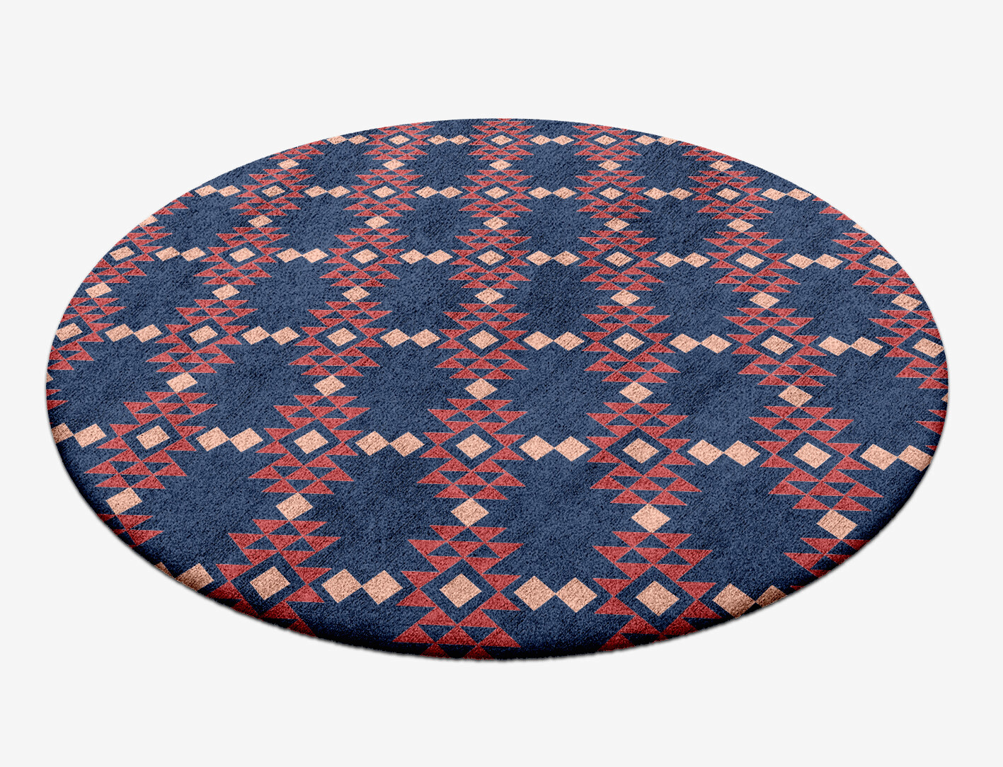 Ikat Geometric Round Hand Tufted Bamboo Silk Custom Rug by Rug Artisan