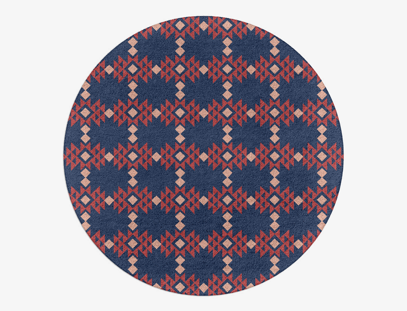 Ikat Geometric Round Hand Tufted Pure Wool Custom Rug by Rug Artisan
