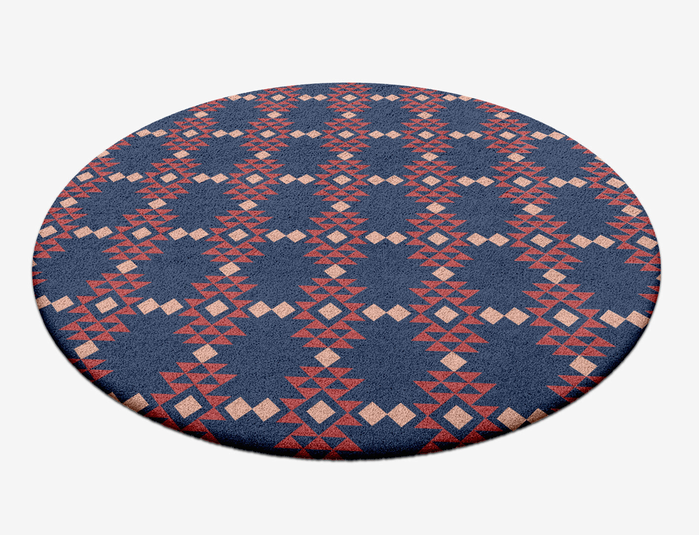 Ikat Geometric Round Hand Tufted Pure Wool Custom Rug by Rug Artisan