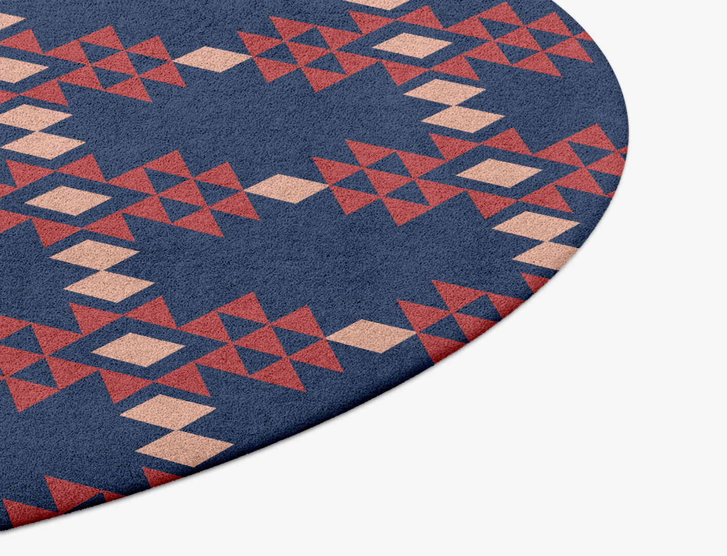 Ikat Geometric Round Hand Tufted Pure Wool Custom Rug by Rug Artisan