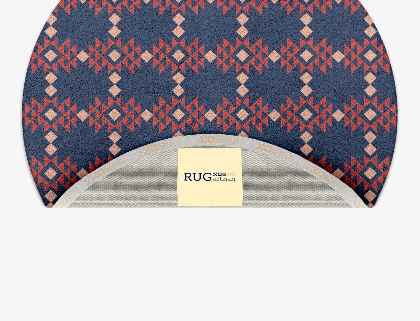 Ikat Geometric Round Hand Tufted Pure Wool Custom Rug by Rug Artisan