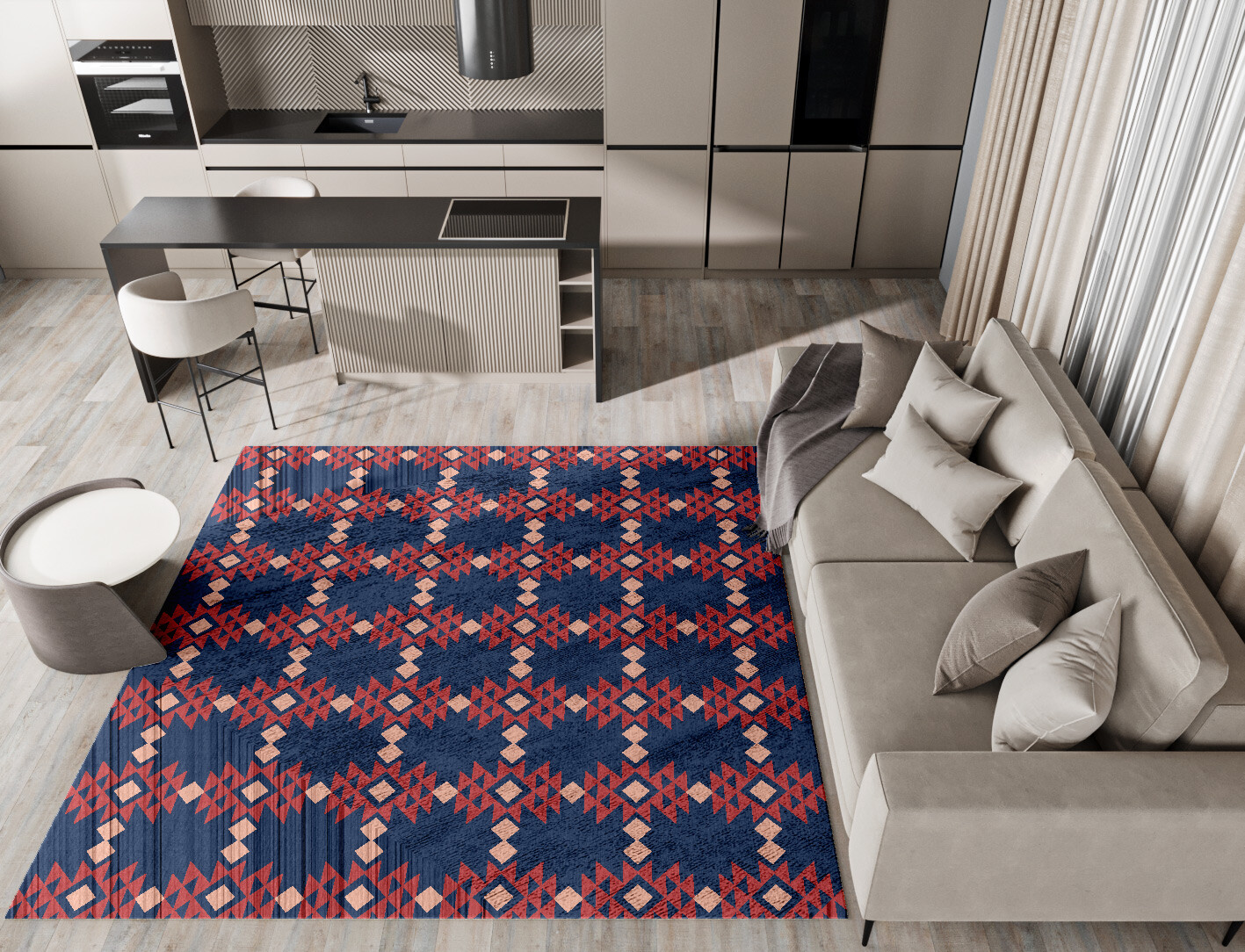 Ikat Geometric Square Hand Tufted Bamboo Silk Custom Rug by Rug Artisan