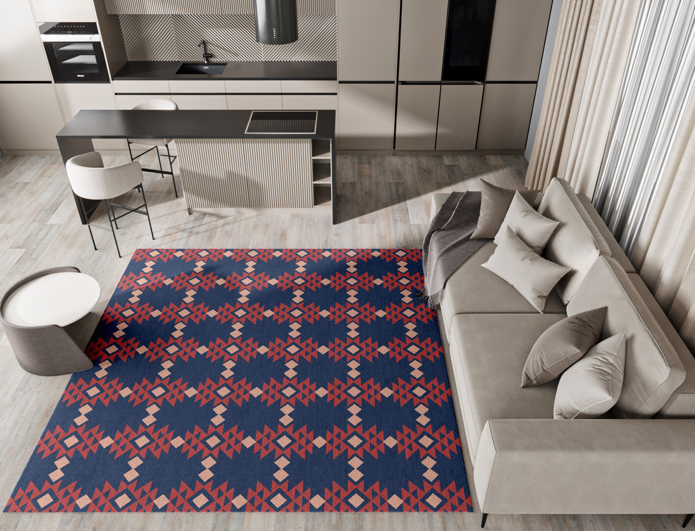 Ikat Geometric Square Hand Tufted Pure Wool Custom Rug by Rug Artisan