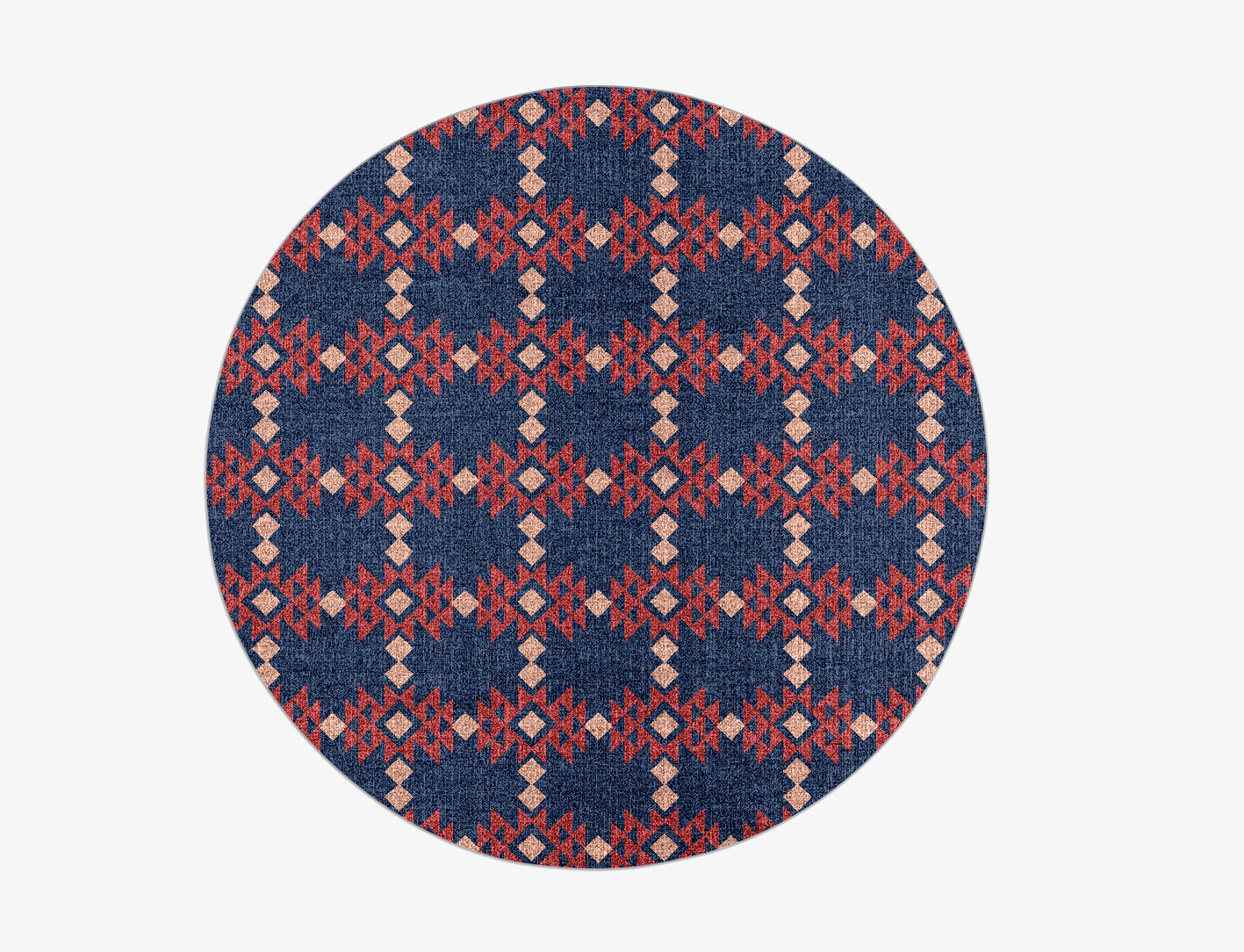 Ikat Geometric Round Outdoor Recycled Yarn Custom Rug by Rug Artisan