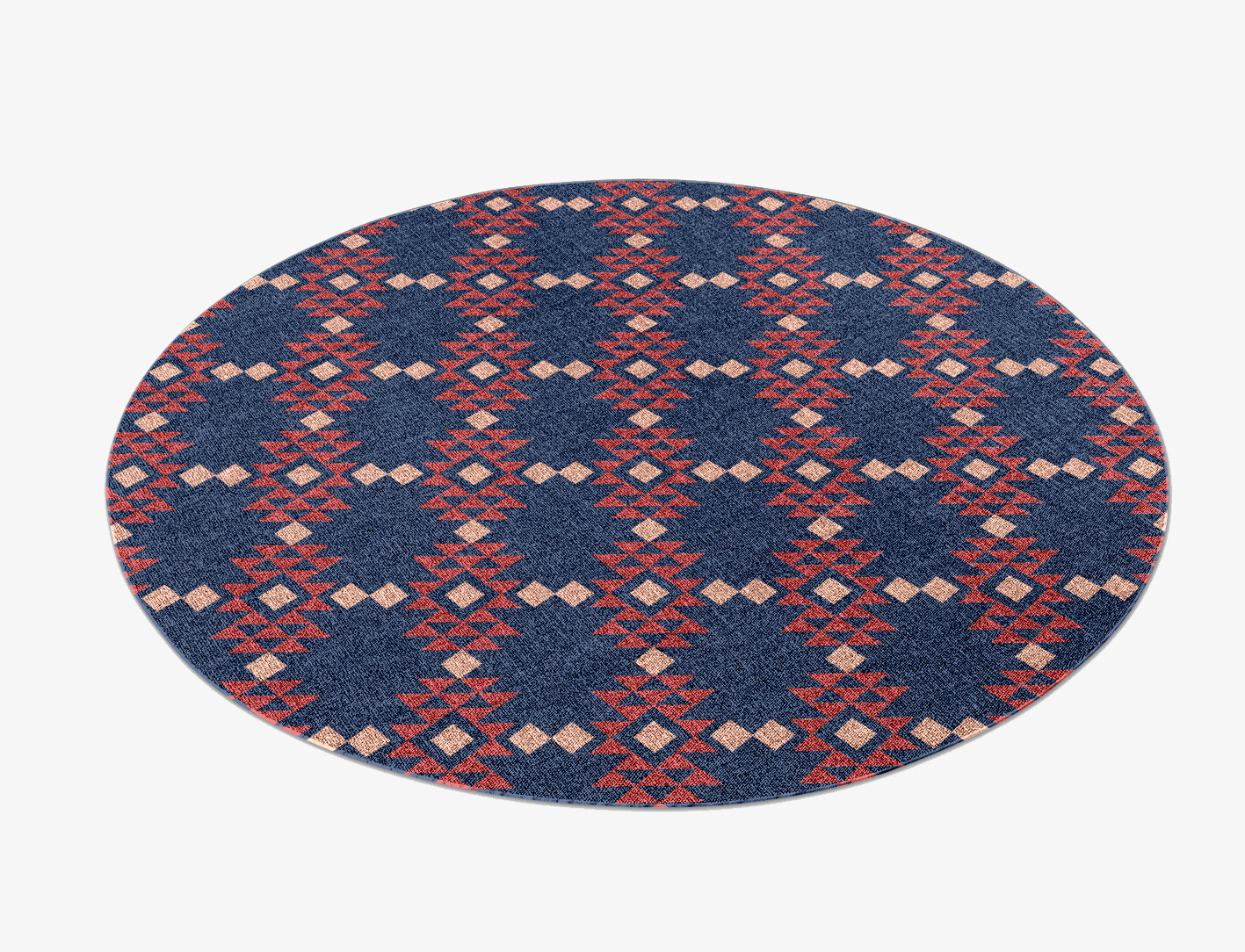 Ikat Geometric Round Outdoor Recycled Yarn Custom Rug by Rug Artisan