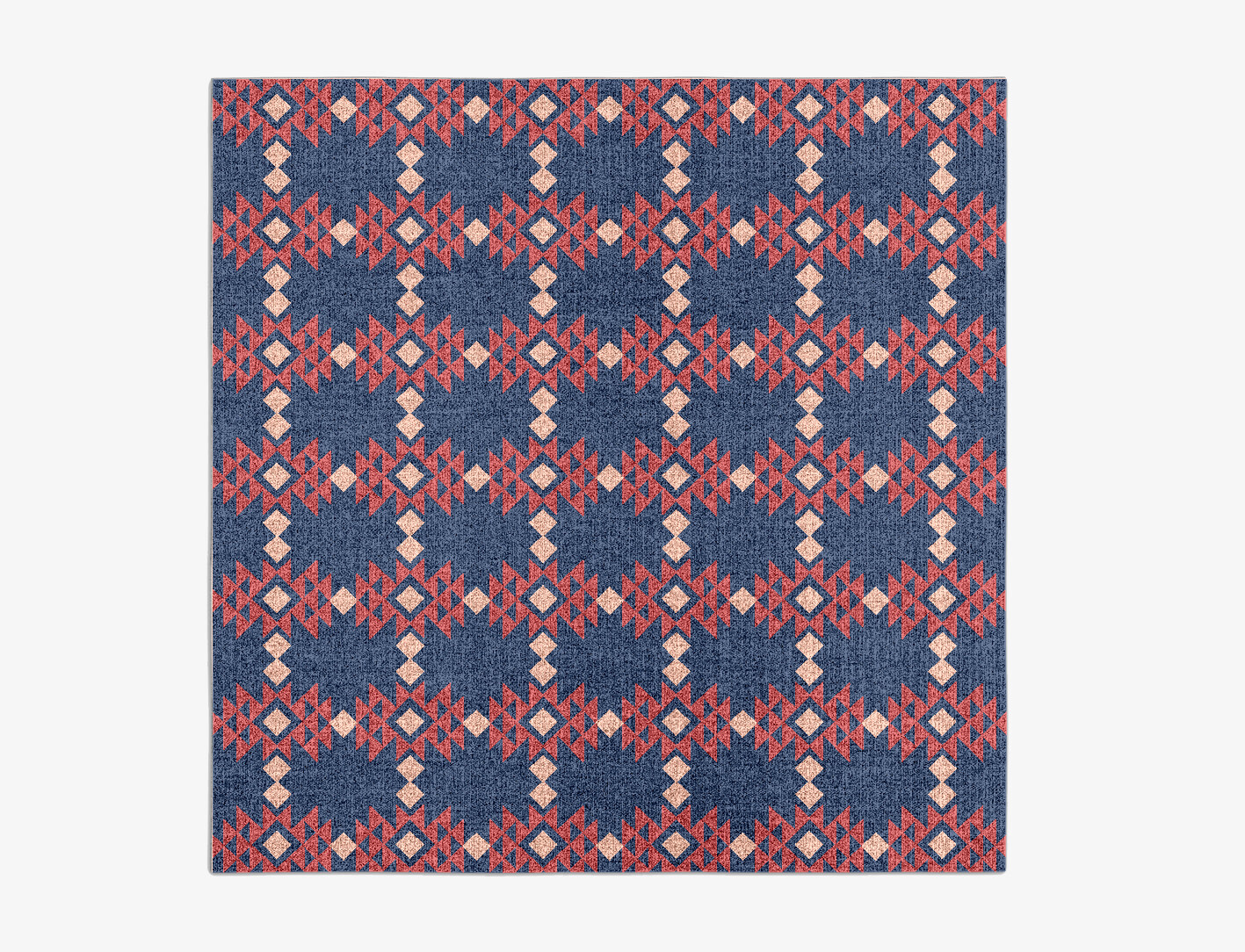 Ikat Geometric Square Outdoor Recycled Yarn Custom Rug by Rug Artisan