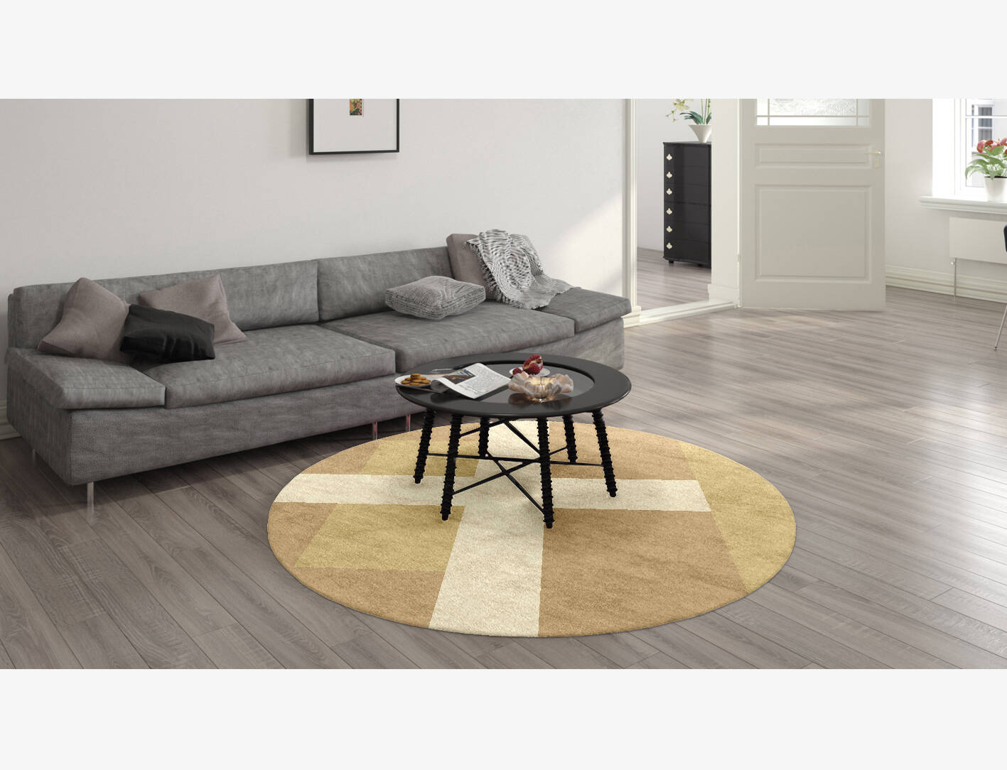Illusion  Round Hand Knotted Bamboo Silk Custom Rug by Rug Artisan
