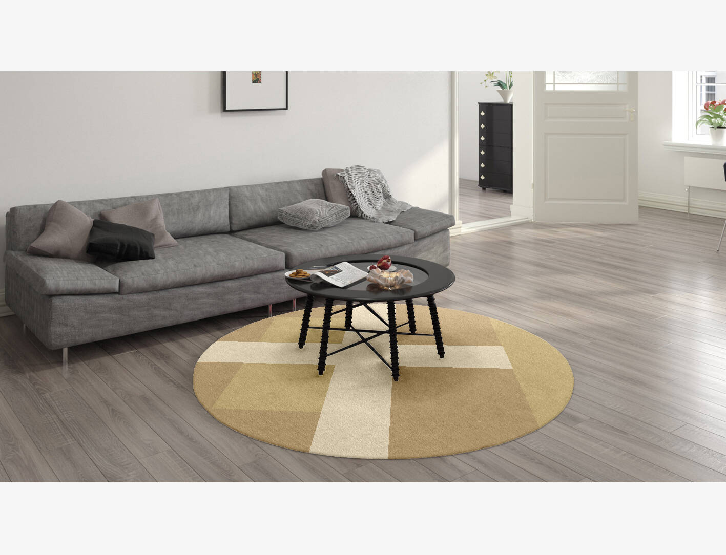 Illusion  Round Hand Knotted Tibetan Wool Custom Rug by Rug Artisan
