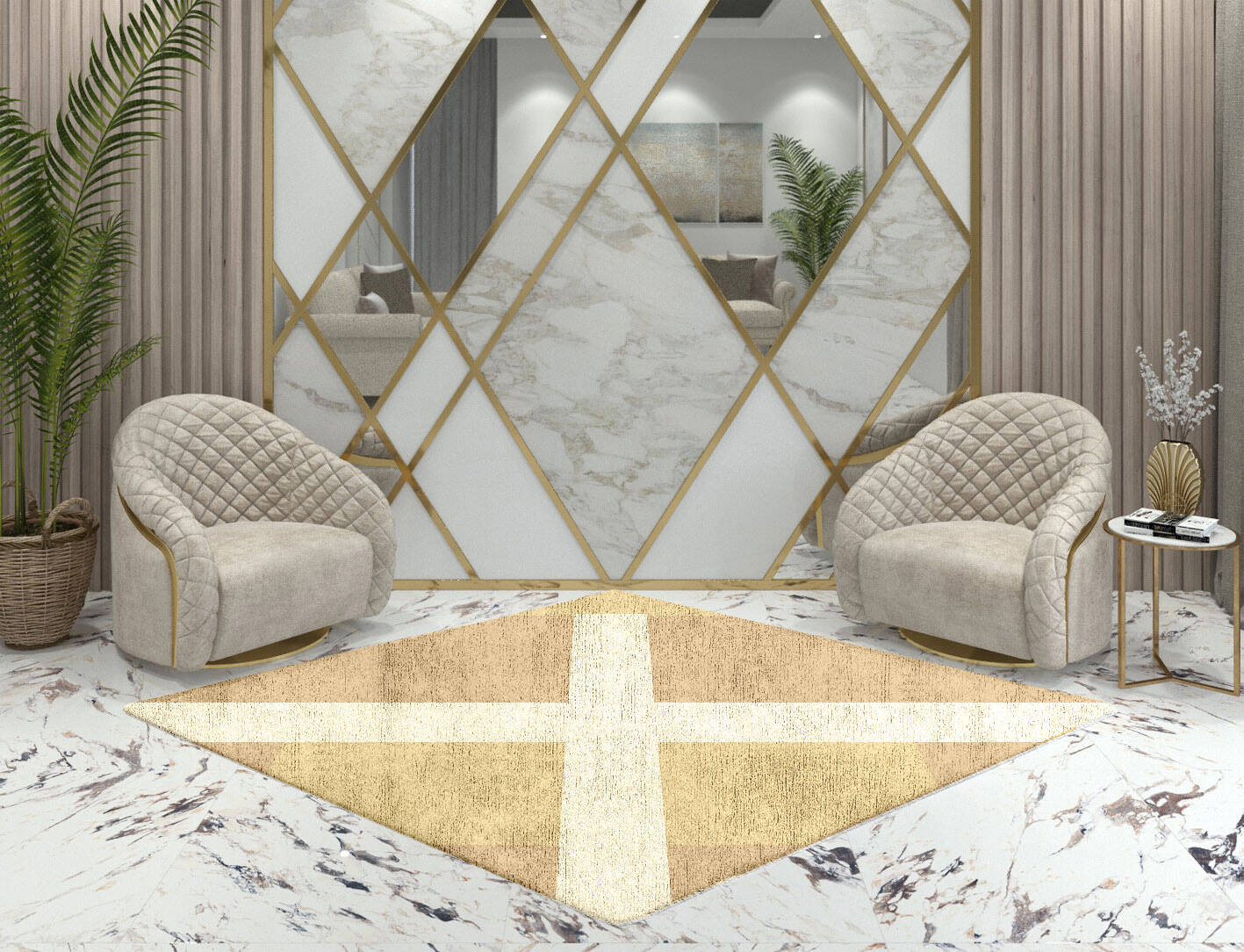 Illusion  Diamond Hand Tufted Bamboo Silk Custom Rug by Rug Artisan