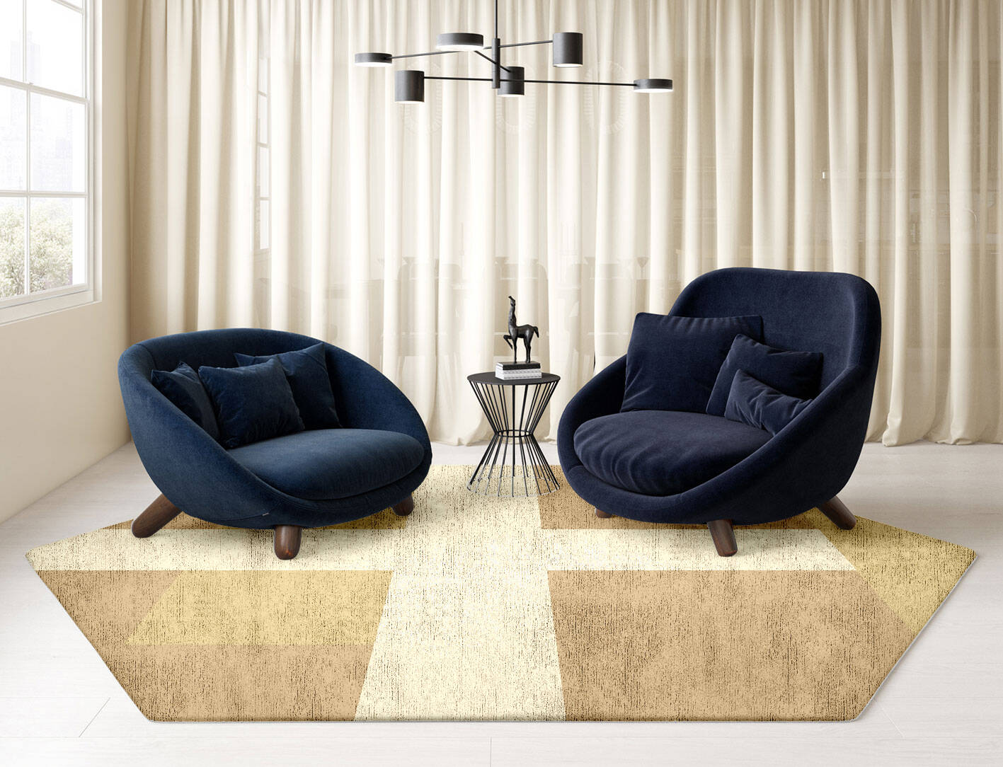 Illusion  Hexagon Hand Tufted Bamboo Silk Custom Rug by Rug Artisan
