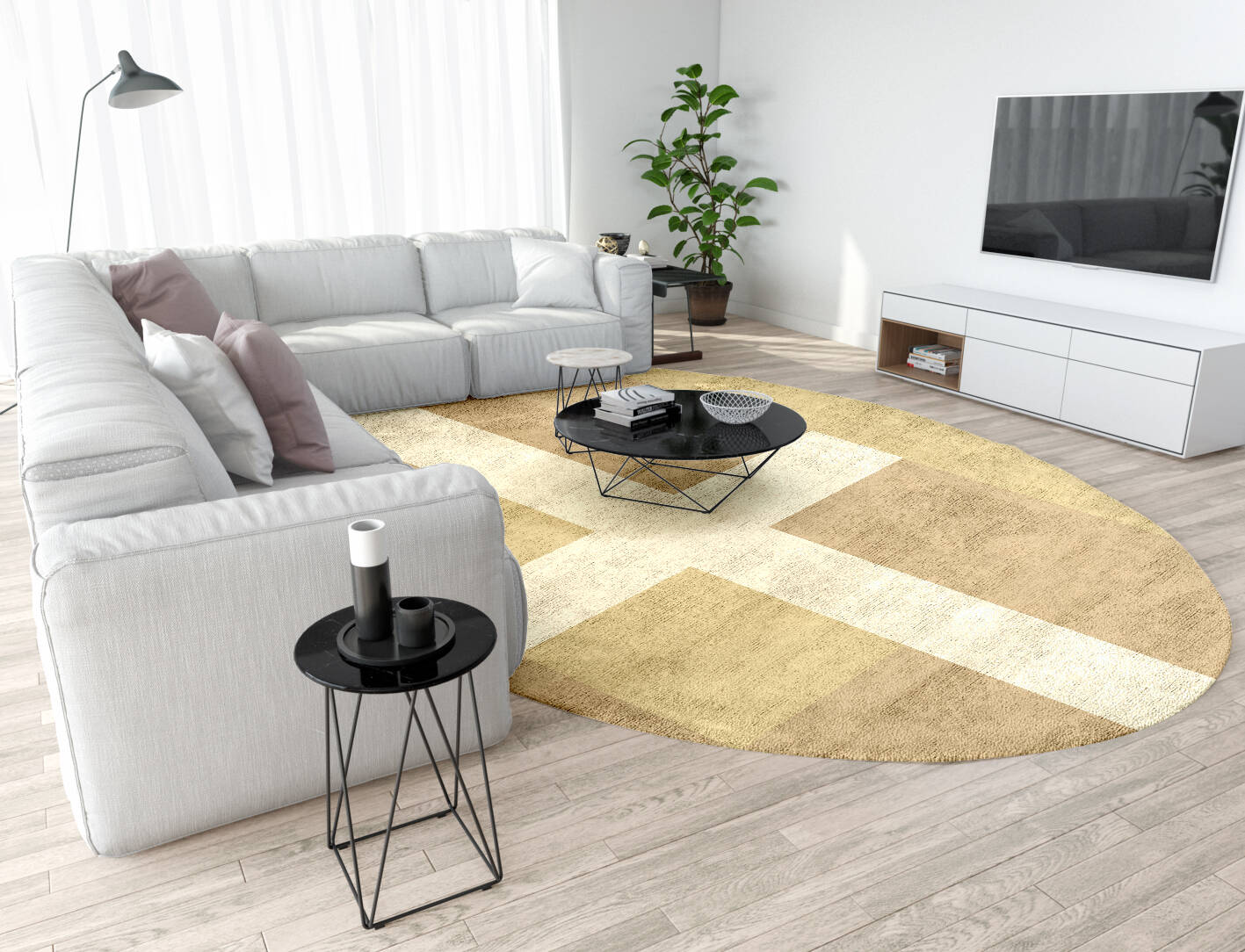 Illusion  Oval Hand Tufted Bamboo Silk Custom Rug by Rug Artisan