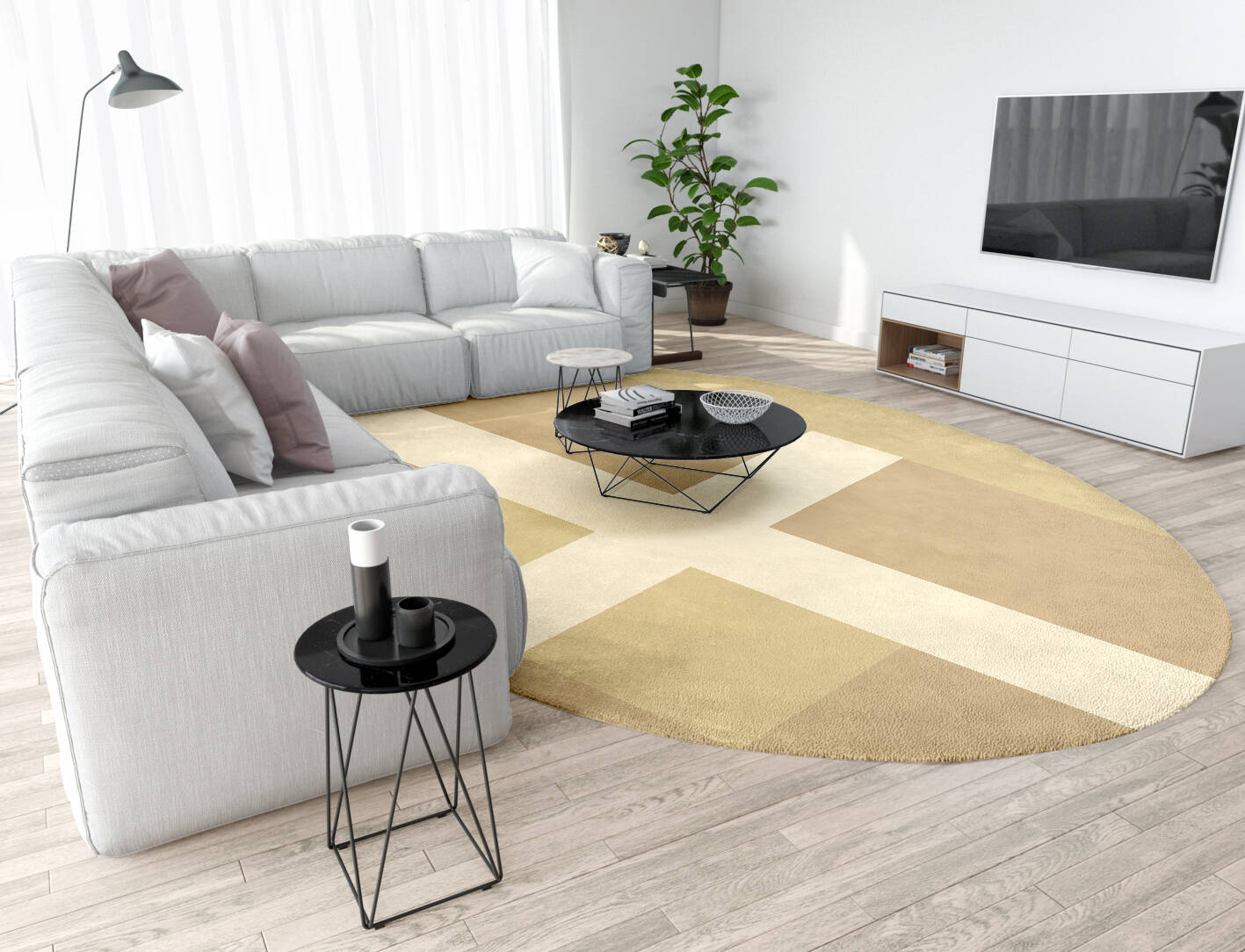 Illusion  Oval Hand Tufted Pure Wool Custom Rug by Rug Artisan