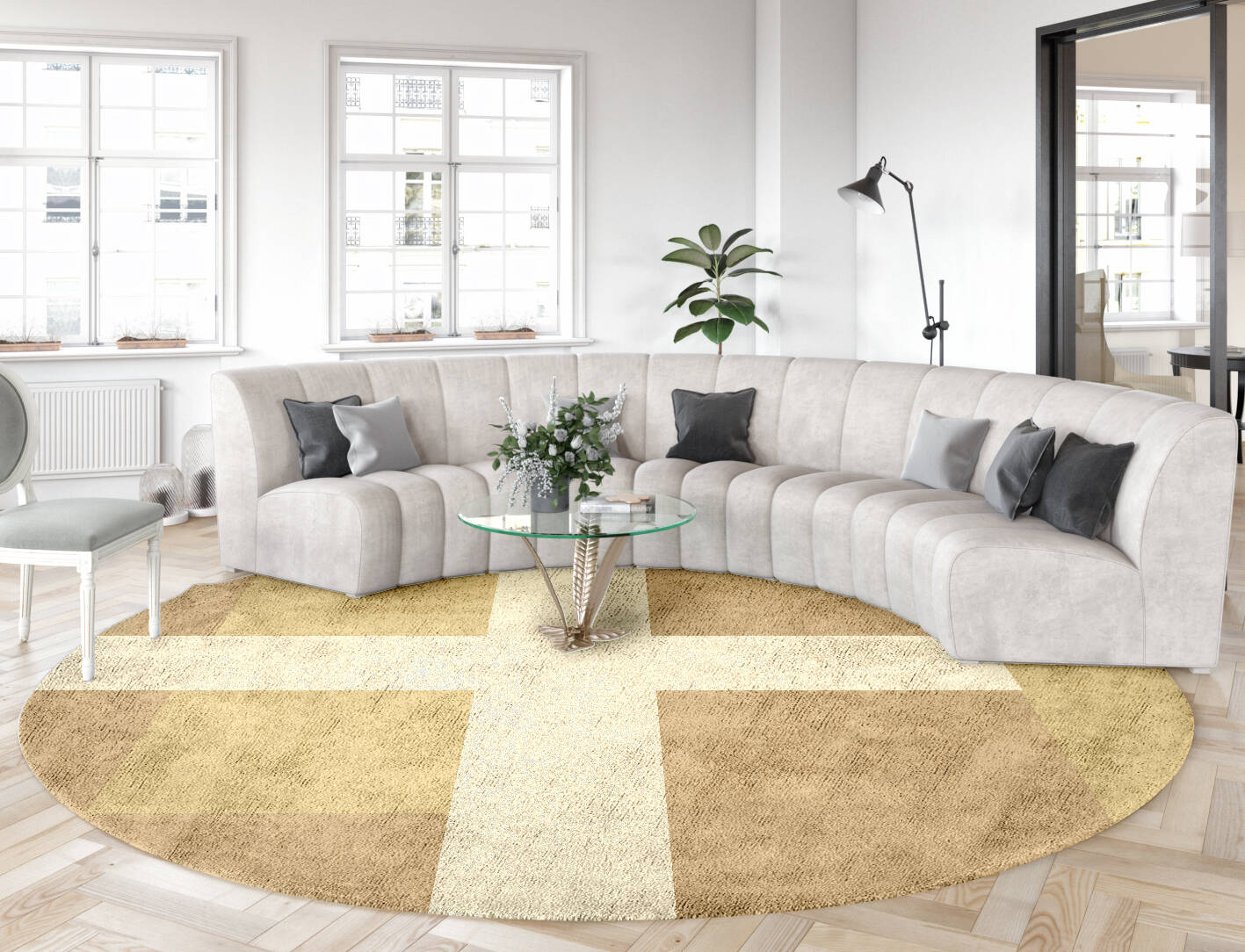 Illusion  Round Hand Tufted Bamboo Silk Custom Rug by Rug Artisan
