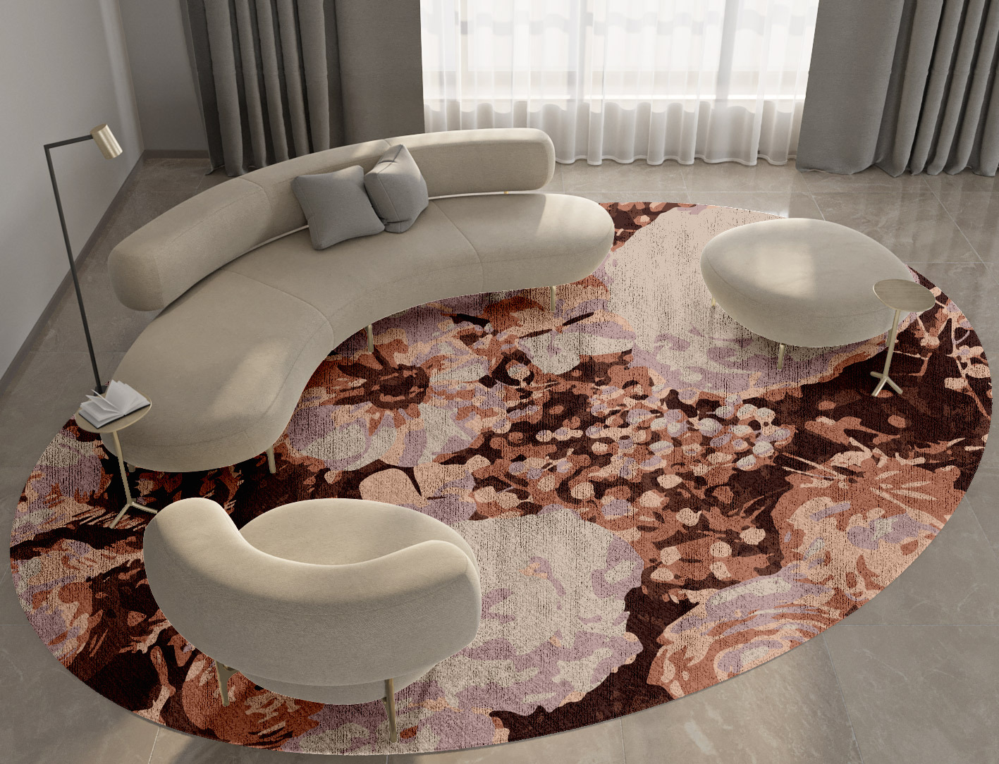 Impasto Floral Oval Hand Knotted Bamboo Silk Custom Rug by Rug Artisan