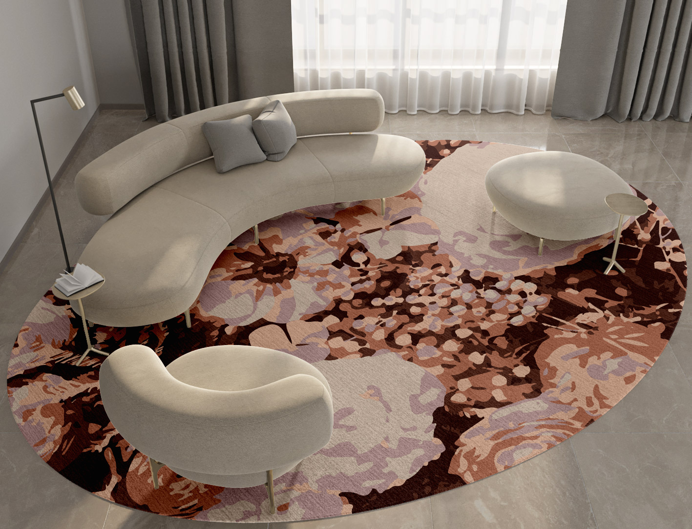 Impasto Floral Oval Hand Knotted Tibetan Wool Custom Rug by Rug Artisan