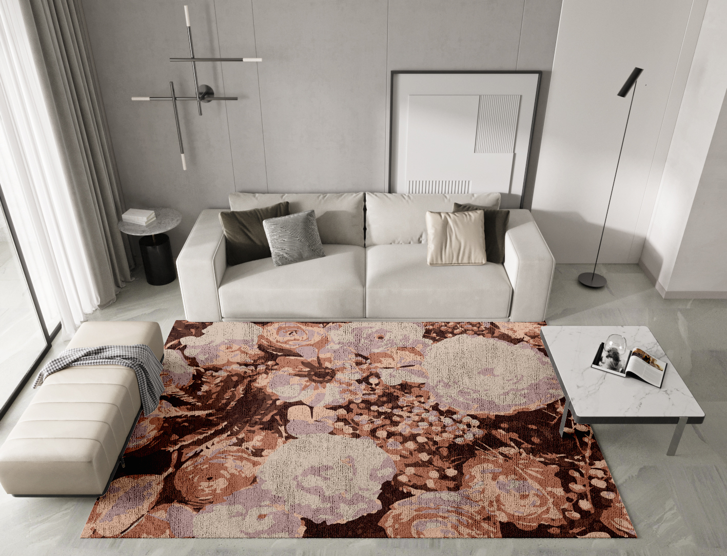 Impasto Floral Rectangle Hand Knotted Bamboo Silk Custom Rug by Rug Artisan