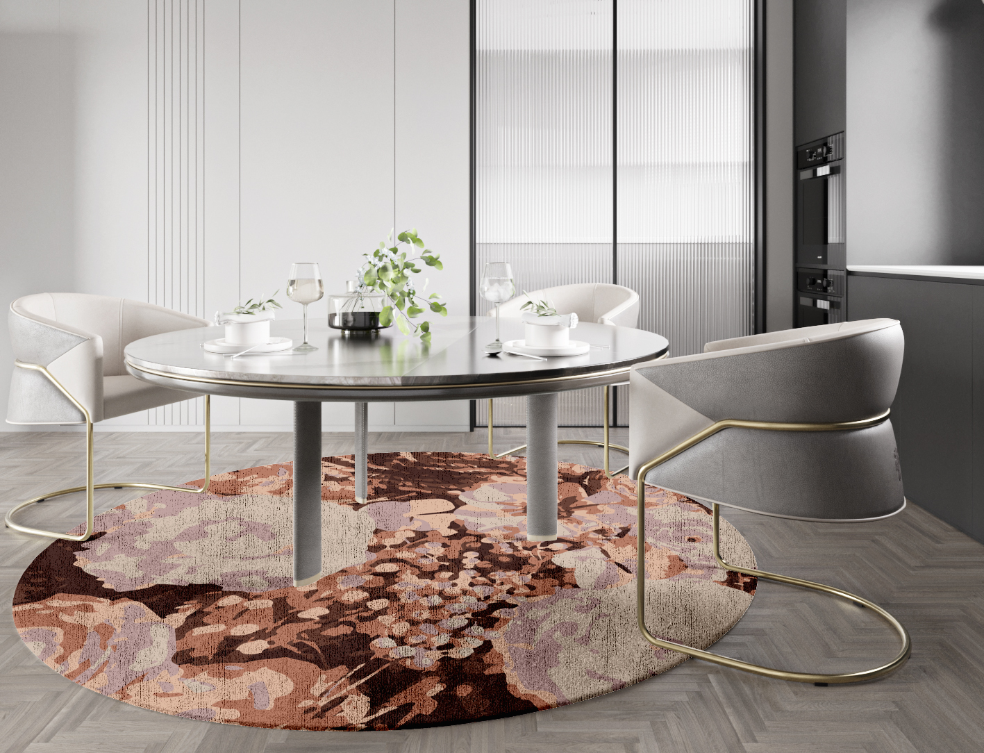 Impasto Floral Round Hand Knotted Bamboo Silk Custom Rug by Rug Artisan