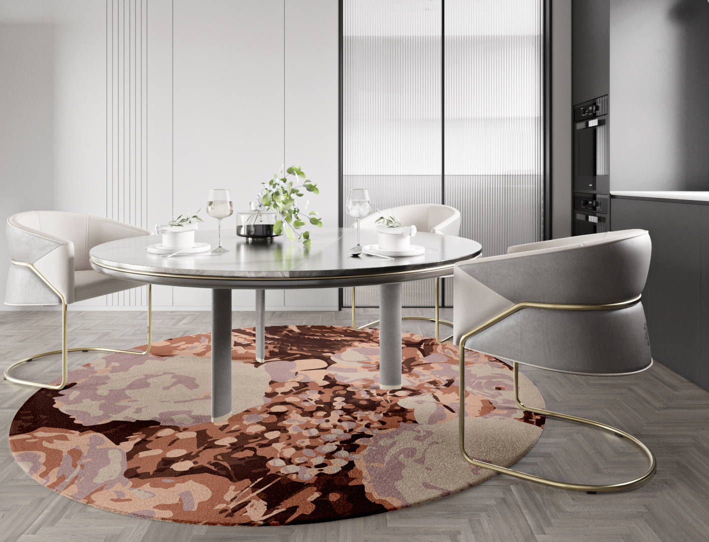 Impasto Floral Round Hand Knotted Tibetan Wool Custom Rug by Rug Artisan