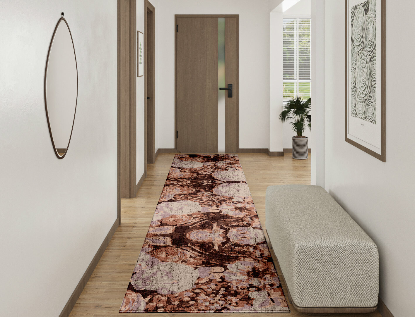 Impasto Floral Runner Hand Knotted Bamboo Silk Custom Rug by Rug Artisan