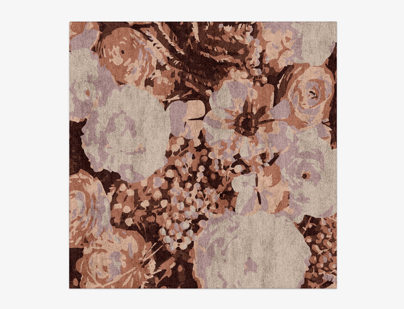 Impasto Floral Square Hand Knotted Bamboo Silk Custom Rug by Rug Artisan
