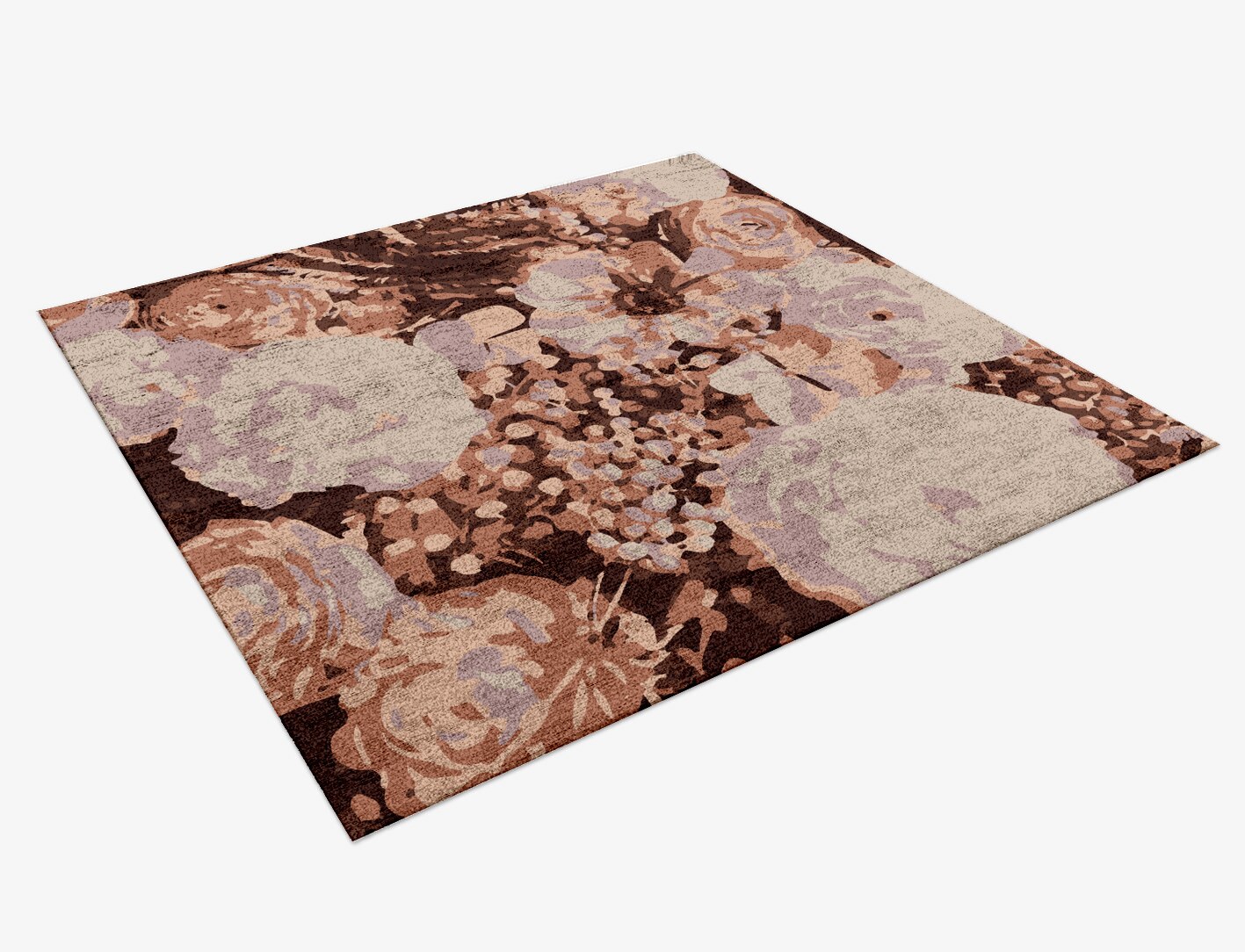 Impasto Floral Square Hand Knotted Bamboo Silk Custom Rug by Rug Artisan