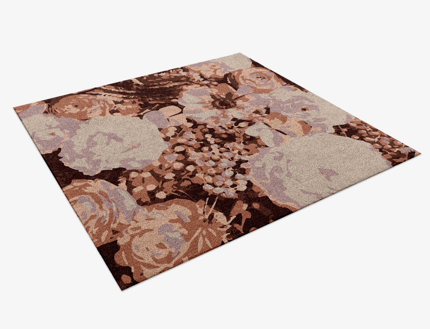 Impasto Floral Square Hand Knotted Tibetan Wool Custom Rug by Rug Artisan