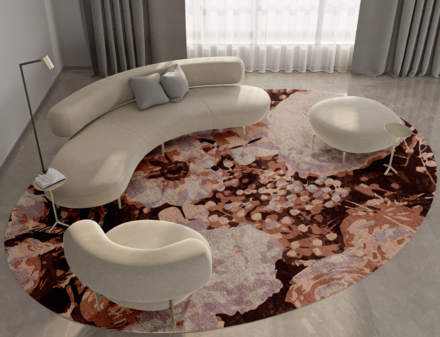 Impasto Floral Oval Hand Tufted Bamboo Silk Custom Rug by Rug Artisan