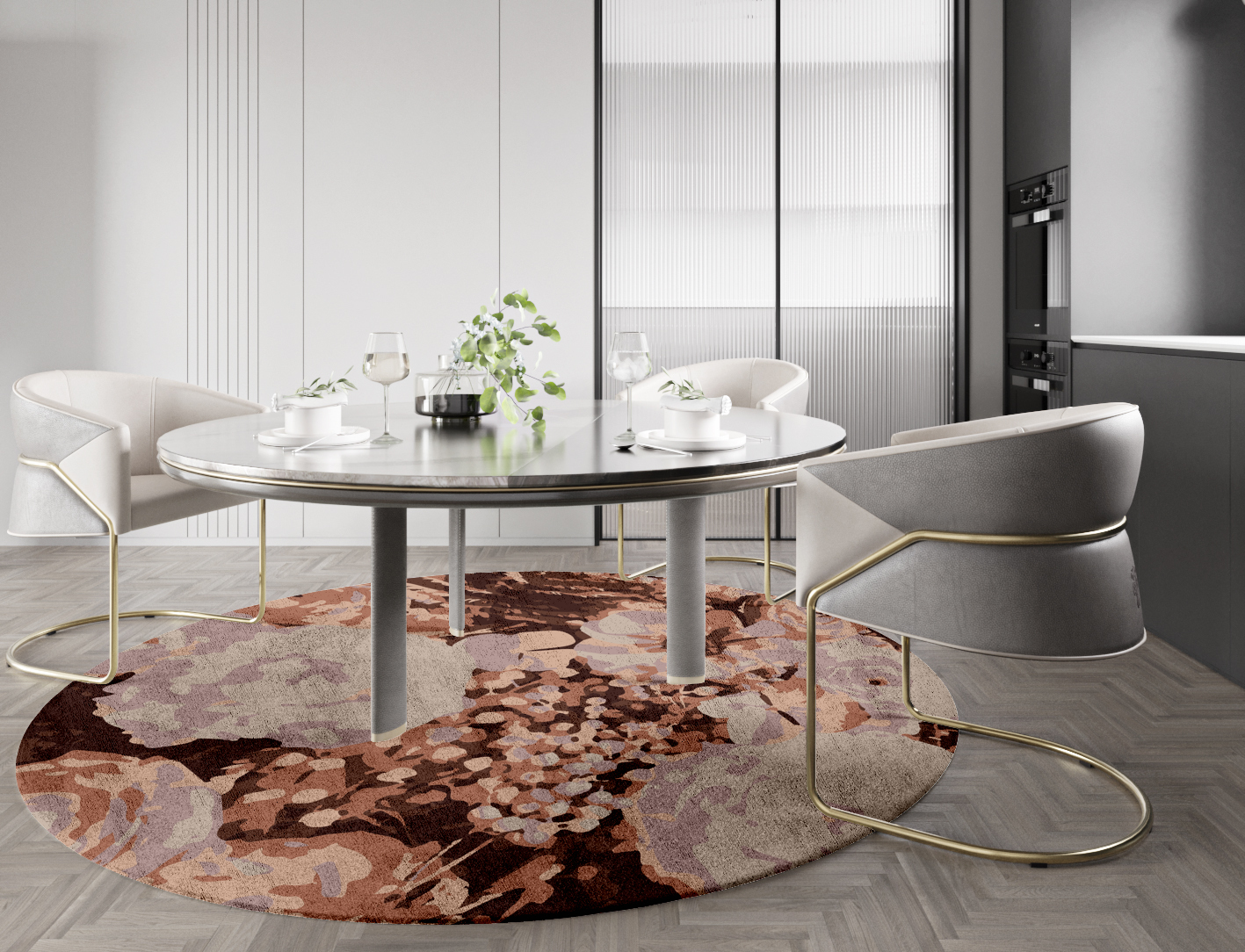 Impasto Floral Round Hand Tufted Bamboo Silk Custom Rug by Rug Artisan