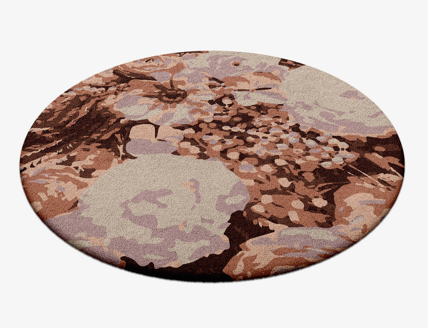 Impasto Floral Round Hand Tufted Pure Wool Custom Rug by Rug Artisan